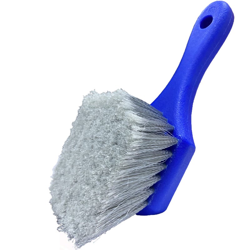 LUCKLYJONE Wheel & Tire Brush for Car Rim, Soft Bristle Car Wash Brush, Cleans Tires & Releases Dirt and Road Grime, Short Handle for Easy Scrubbing Blue - Image 1